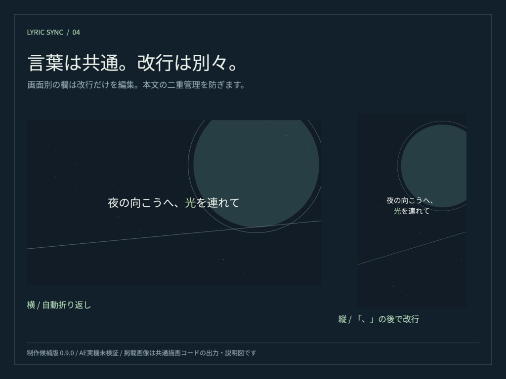 LYRIC SYNC|横動画・縦動画の歌詞をまとめて編集するMV制作キット【v0.9 制作候補版】