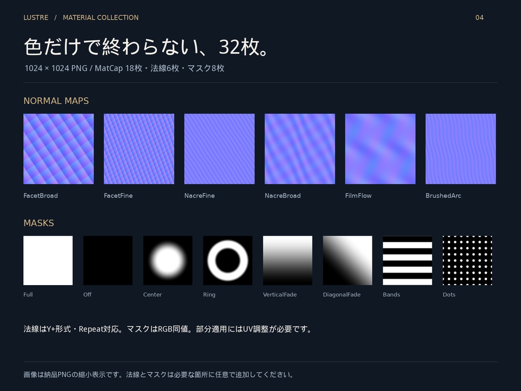 LUSTRE|宝石・真珠・偏光マテリアルセット【PC向け・lilToon】