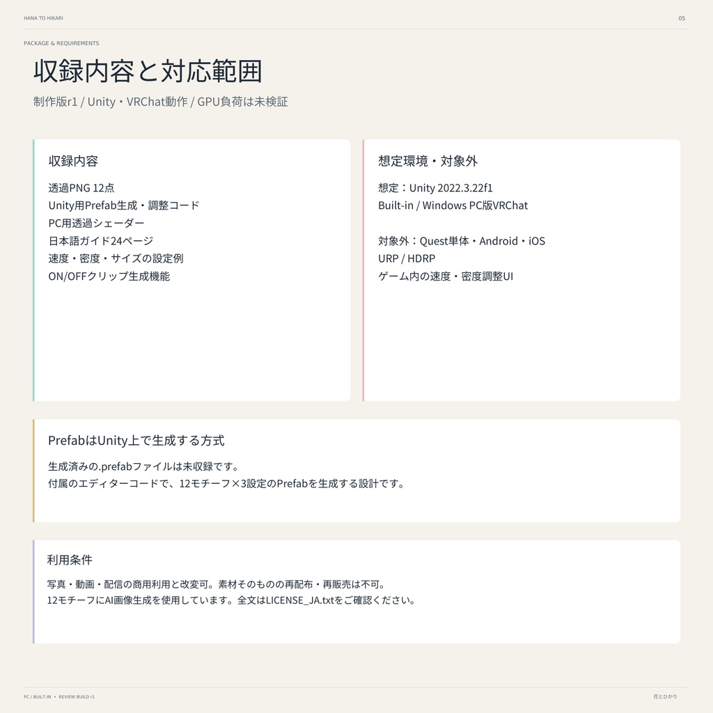 【Unity用】花とひかり|花びら・光粒・紙吹雪12種【Prefab生成式・実機未検証】