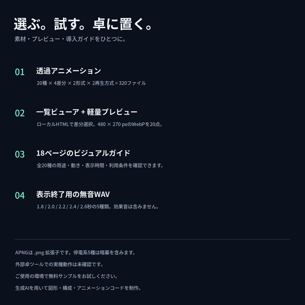 【無料サンプルあり】LIMEN 20|TRPG 成功・気配・停電カットイン20種【APNG/WebP】