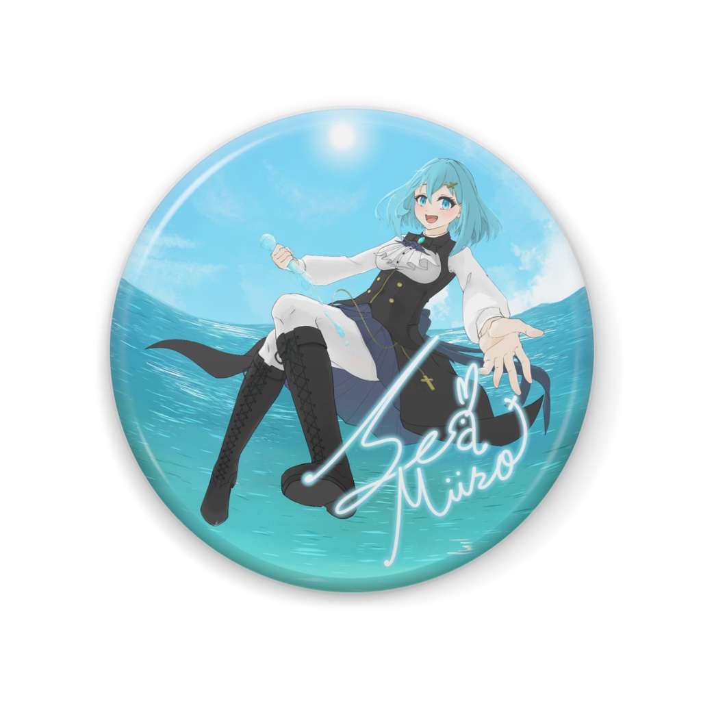 海色せあ キービジュアル Live2Dデビュー記念サイン入り 缶バッチ57mm