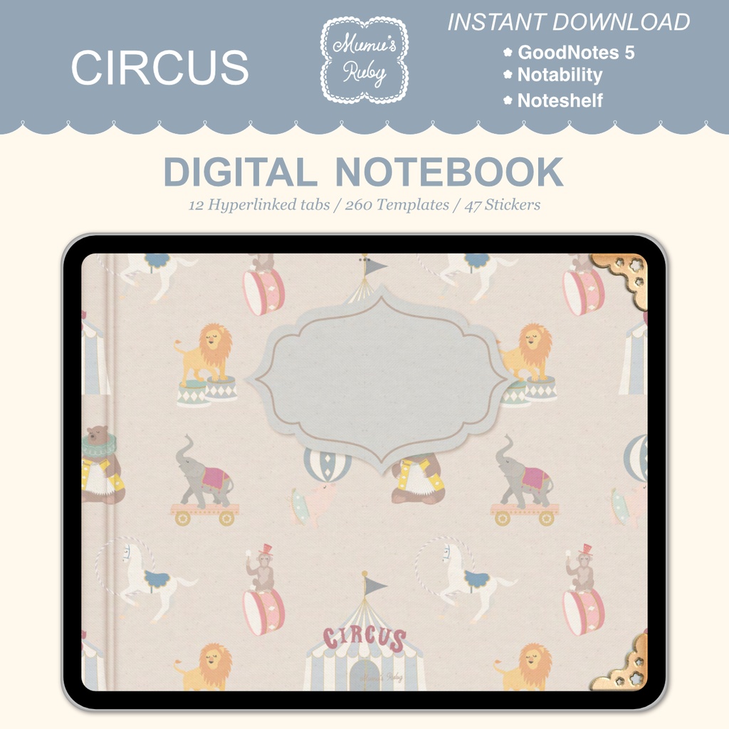 デジタルノート『Circus』横向き 』GoodNotes Notability Noteshelf