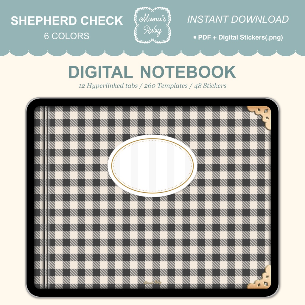デジタルノート『Shepherd Check』横向き PDF GoodNotes Notability Noteshelf
