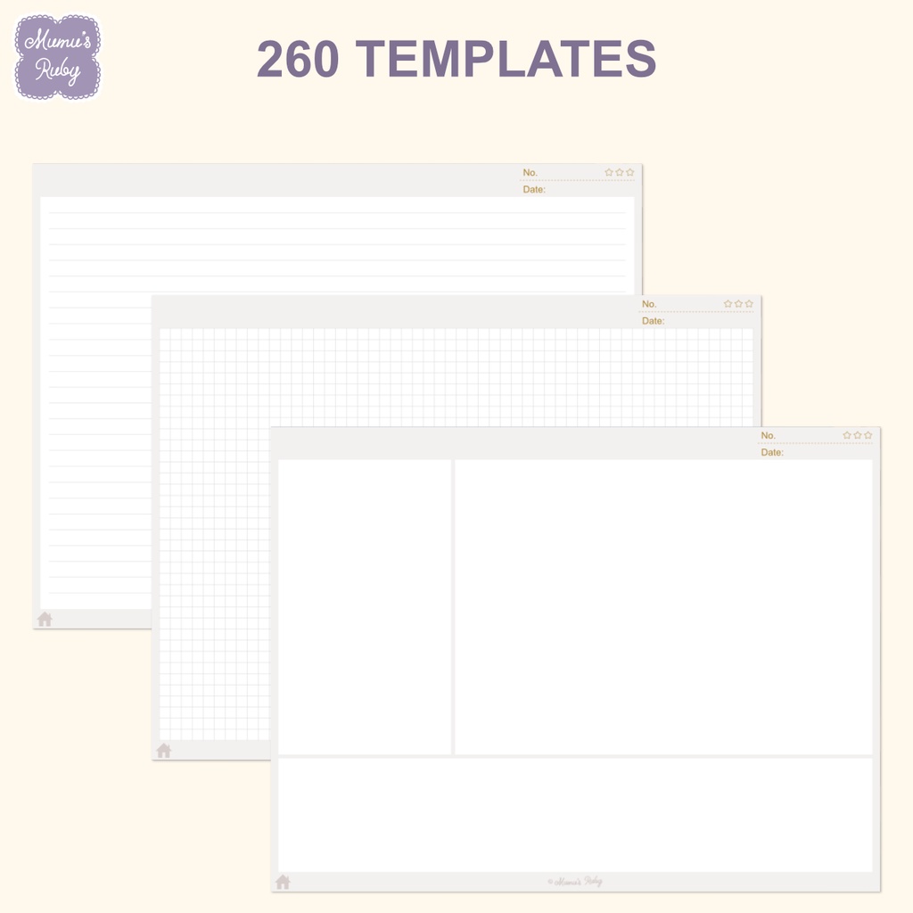 デジタルノート『Simple 5 color』横向き PDF GoodNotes Notability Noteshelf