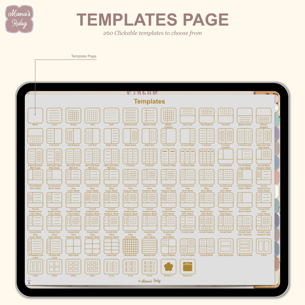 デジタルノート『Circus Ver.2』横向き PDF GoodNotes Notability Noteshelf