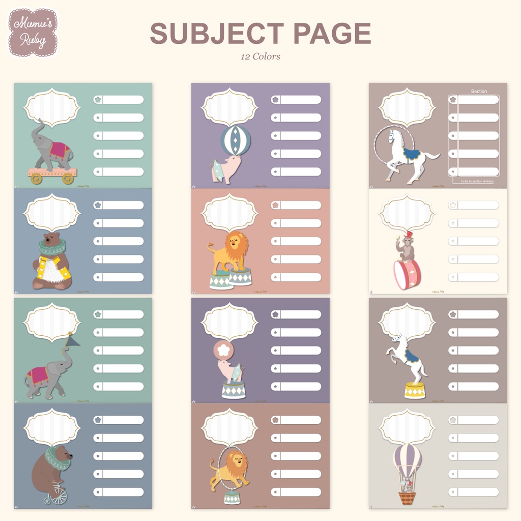 デジタルノート『Circus Ver.2』横向き PDF GoodNotes Notability Noteshelf