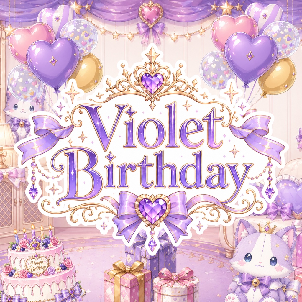 【配信用背景+小物】バイオレット・バースデー