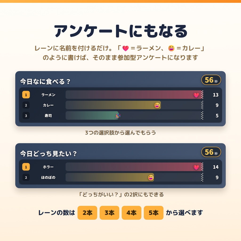 【わんコメ連動】リアクションダービー - リアクションで走る、みんな参加のレース&アンケート