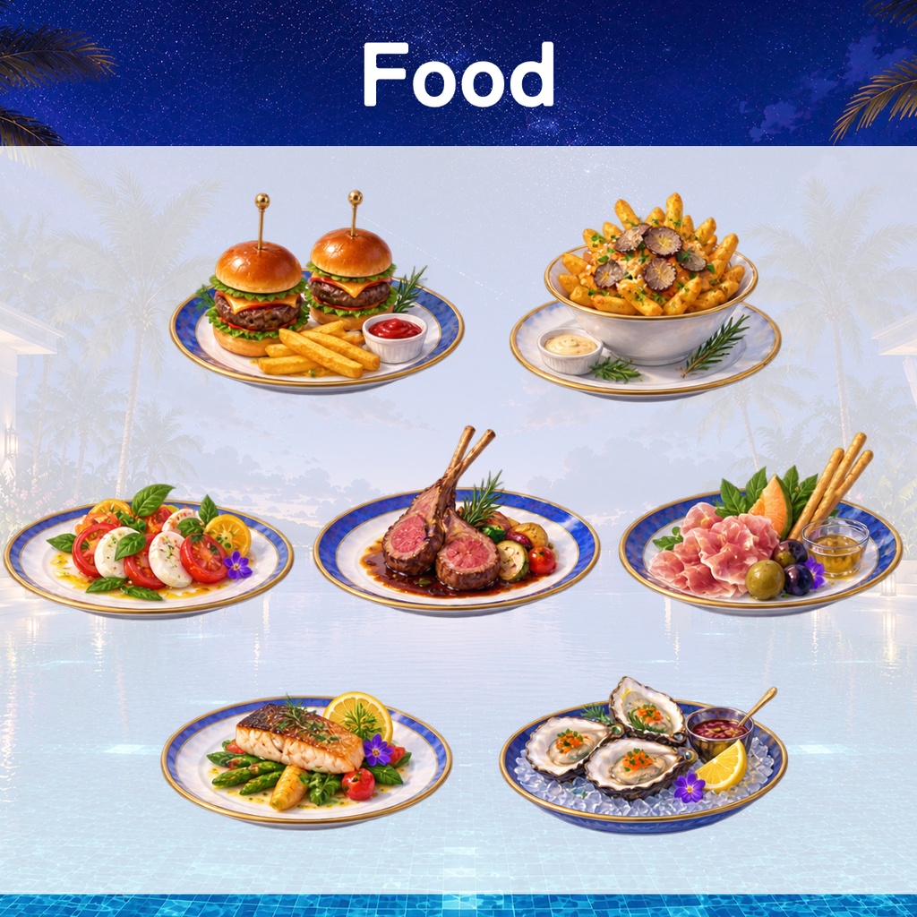 【無料あり】星降るナイトプール - 星空のプールサイドで楽しむ配信背景&小物セット