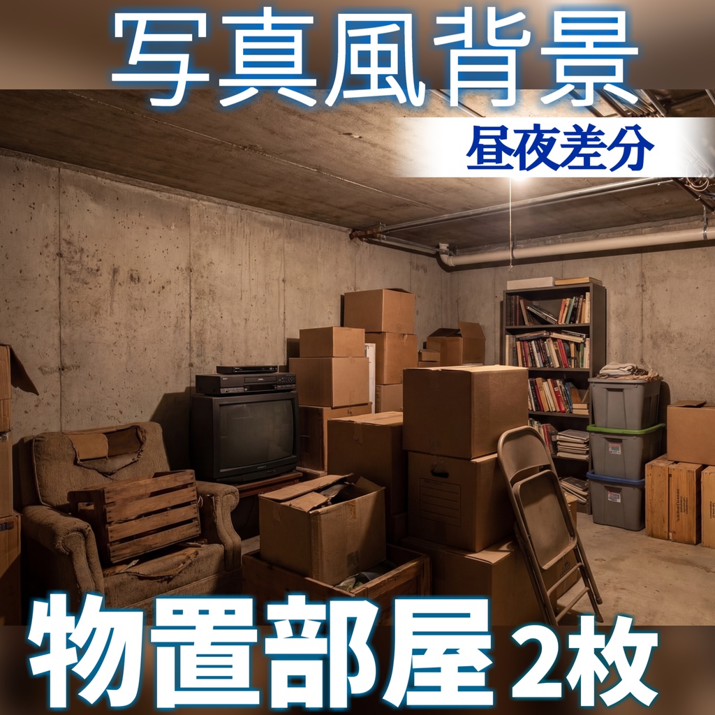 【ショップ開設記念無料！】物置部屋(地下)背景イラスト【TRPG背景素材/CoC/ゲーム素材/背景写真/背景イラスト】【昼夜差分】