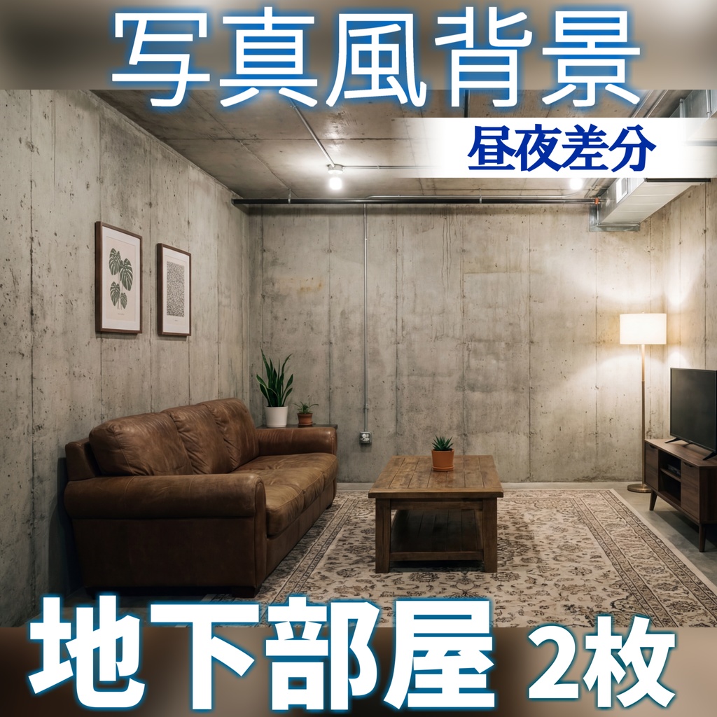 【ショップ開設記念無料】地下室背景イラスト【TRPG背景素材/CoC/ゲーム素材/背景写真/背景イラスト】【昼夜差分】