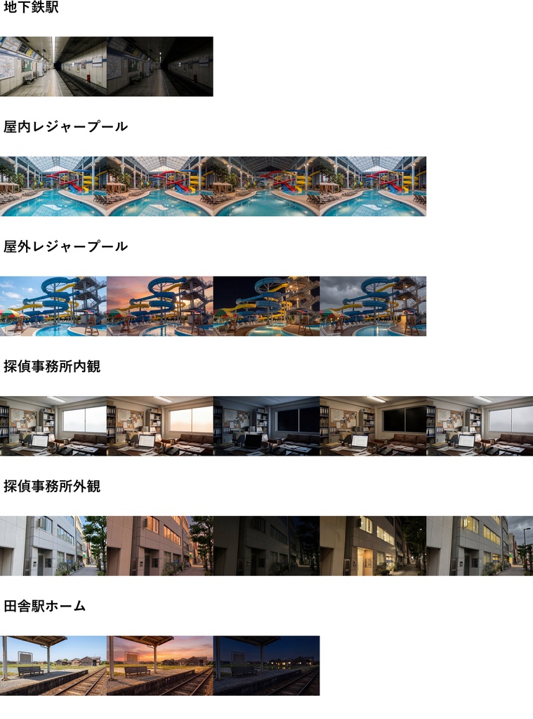 【ショップ開設40%割引!】街の中背景写真風素材107枚【昼夜夕曇差分】【TRPG背景素材/CoC/ゲーム素材/背景写真/背景イラスト】