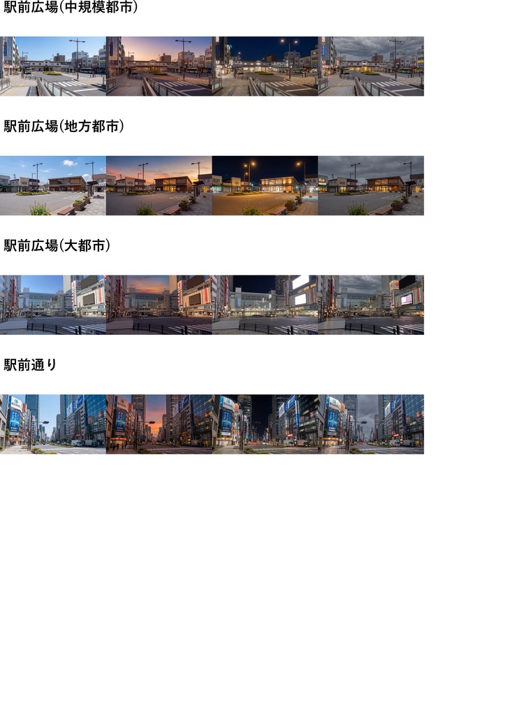 【ショップ開設40%割引!】街の中背景写真風素材107枚【昼夜夕曇差分】【TRPG背景素材/CoC/ゲーム素材/背景写真/背景イラスト】