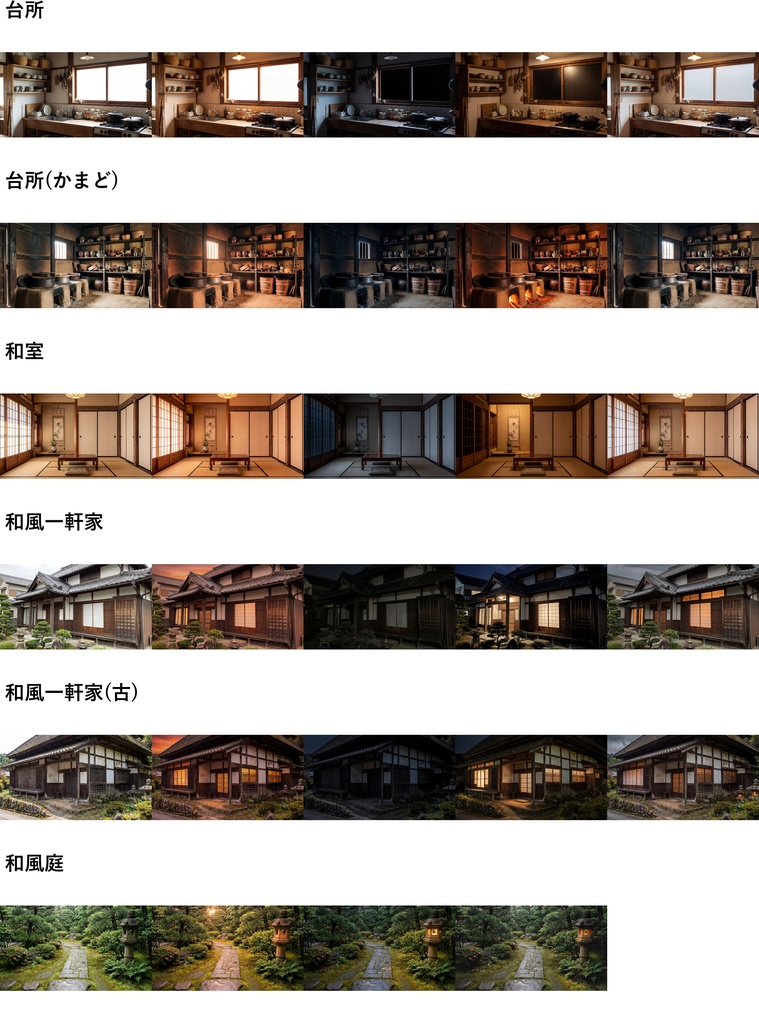【ショップ開設40%割引!】和風家/和室背景写真風素材80枚【昼夜夕曇差分】【TRPG背景素材/CoC/ゲーム素材/背景写真/背景イラスト】