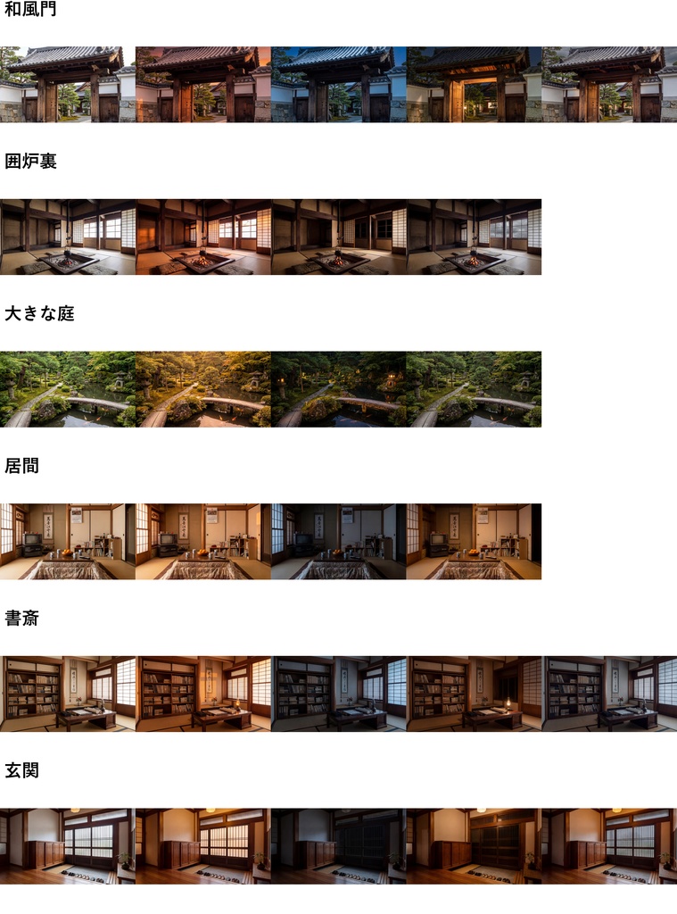 【ショップ開設40%割引!】和風家/和室背景写真風素材80枚【昼夜夕曇差分】【TRPG背景素材/CoC/ゲーム素材/背景写真/背景イラスト】