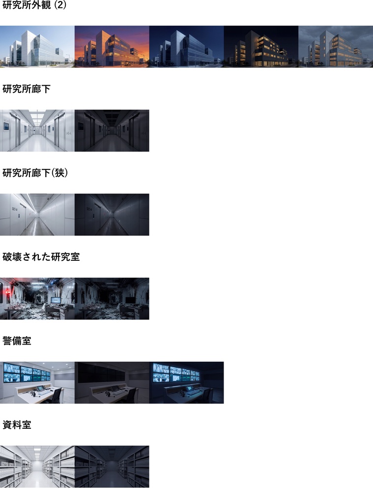 【ショップ開設30%割引!】研究所背景写真風素材93枚【昼夜夕曇差分】【TRPG背景素材/CoC/ゲーム素材/背景写真/背景イラスト】