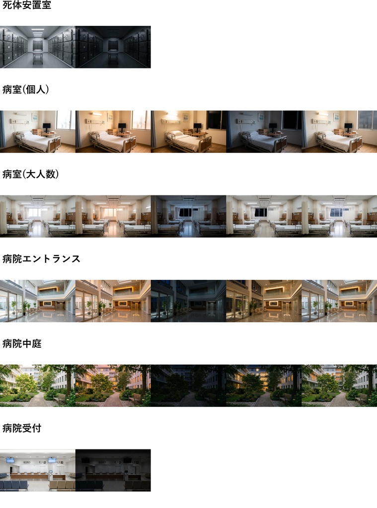 【ショップ開設30%割引!】病院背景写真風素材93枚【昼夜夕曇差分】【TRPG背景素材/CoC/ゲーム素材/背景写真/背景イラスト】