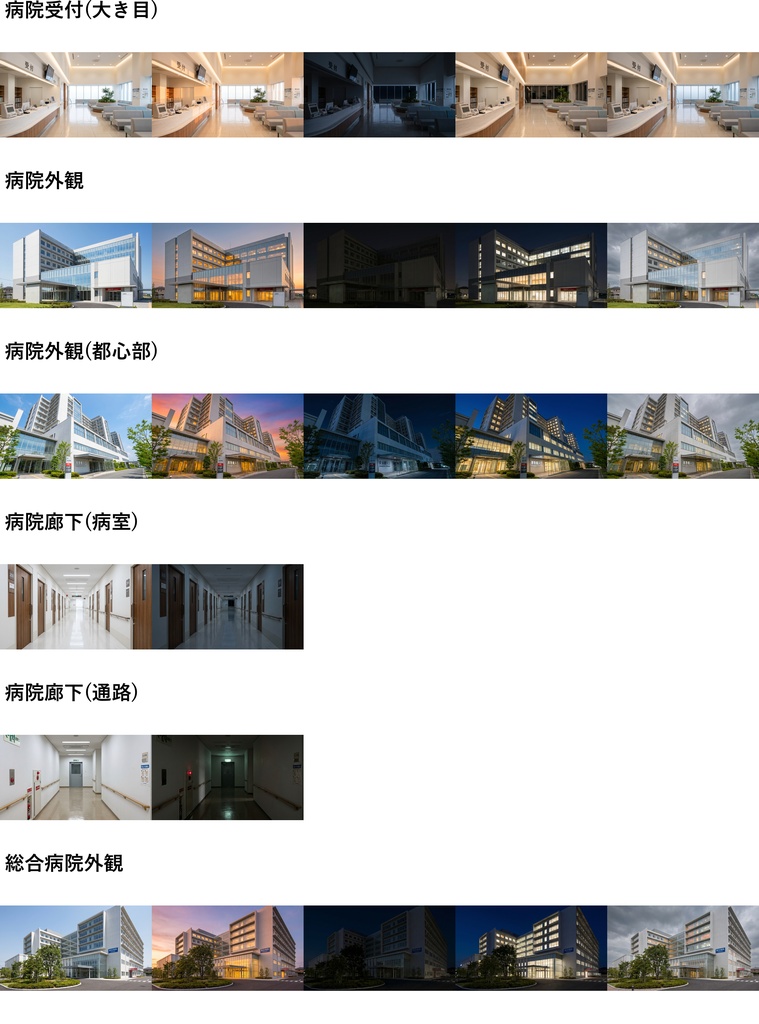 【ショップ開設30%割引!】病院背景写真風素材93枚【昼夜夕曇差分】【TRPG背景素材/CoC/ゲーム素材/背景写真/背景イラスト】