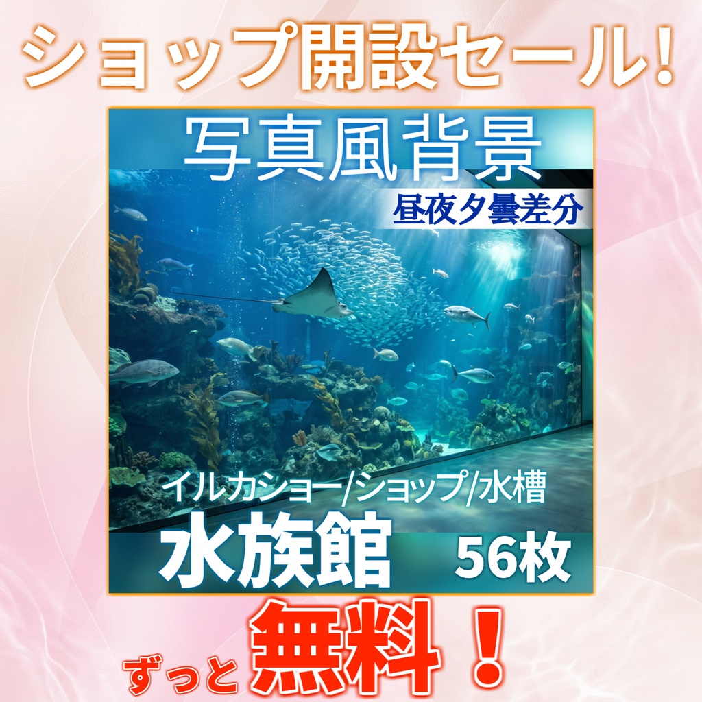 【ショップ開設記念無料!】水族館背景イラスト【TRPG背景素材/CoC/ゲーム素材/背景写真/背景イラスト】【昼夜夕曇差分】