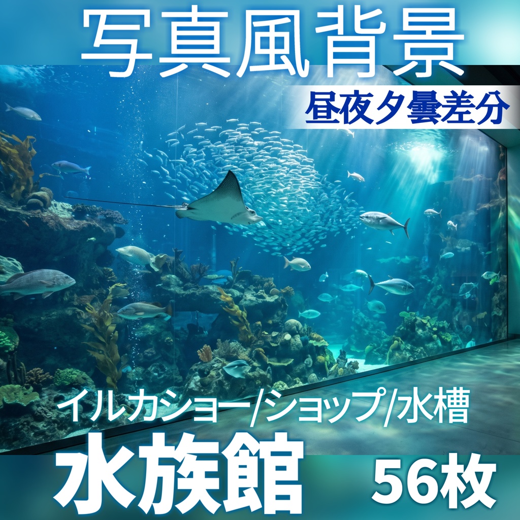 【ショップ開設記念無料！】水族館背景イラスト【TRPG背景素材/CoC/ゲーム素材/背景写真/背景イラスト】【昼夜夕曇差分】