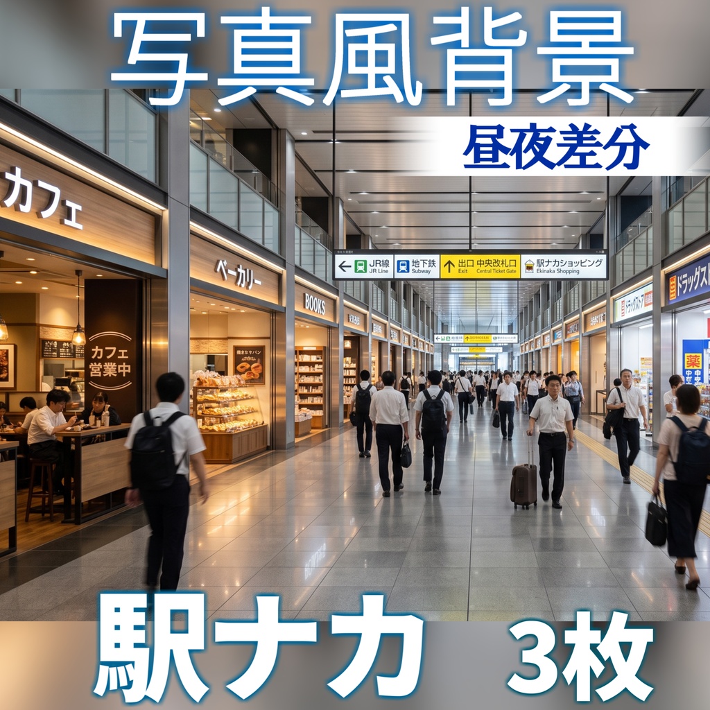 【ショップ開設記念無料!】駅ナカ背景イラスト【TRPG背景素材/CoC/ゲーム素材/背景写真/背景イラスト】【昼夜差分】