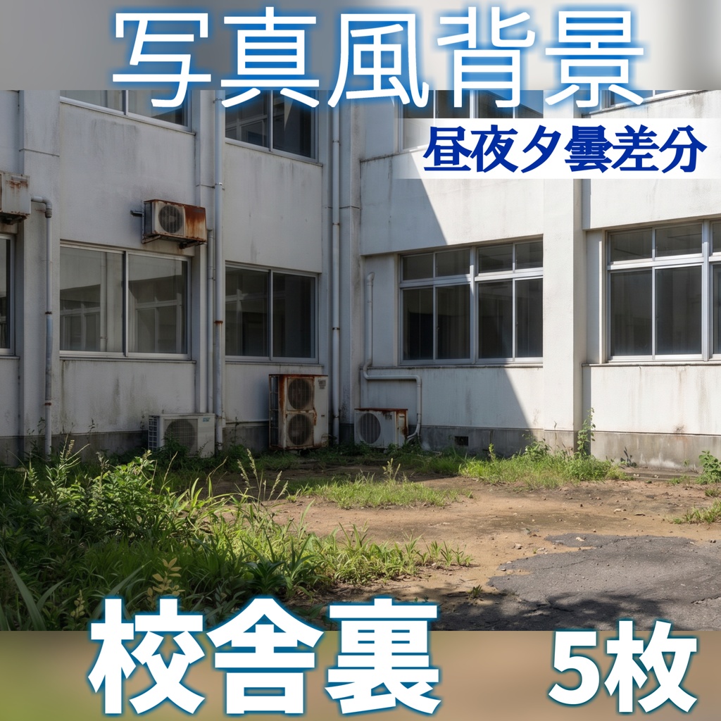 【ショップ開設記念無料！】校舎裏背景イラスト【TRPG背景素材/CoC/ゲーム素材/背景写真/背景イラスト】【昼夜夕曇差分】
