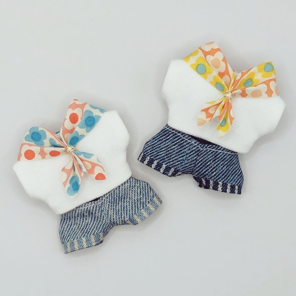 スカーフトップス&デニムズボンセット