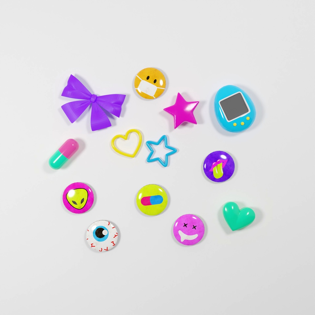 メンヘラ風アクセサリーセット13点 3d素材 Arasaka Sandbox Project Booth