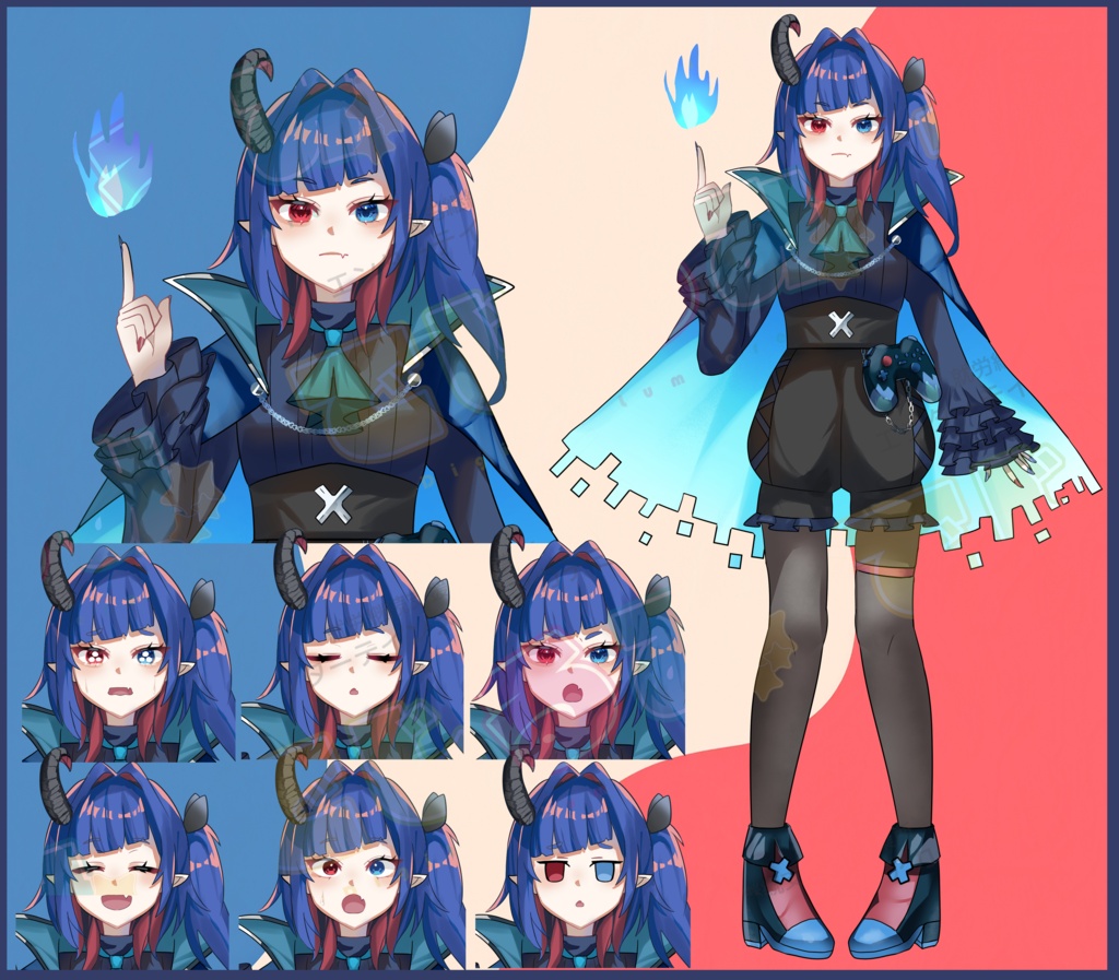 汎用立ち絵素材｜魔界出身のゲーマー女子｜Vtuber・TRPG・ゲーム・配信