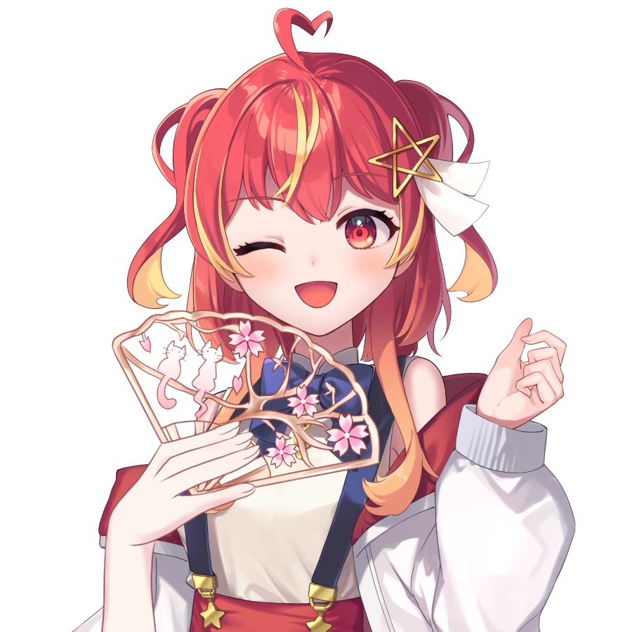 【Vtuber素材】桜と猫の扇素材