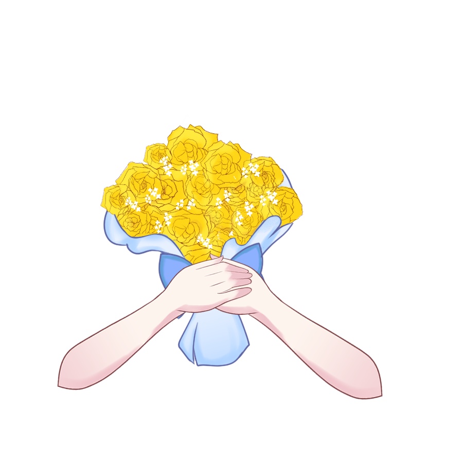【Vtuber素材】黄色のバラの花束素材