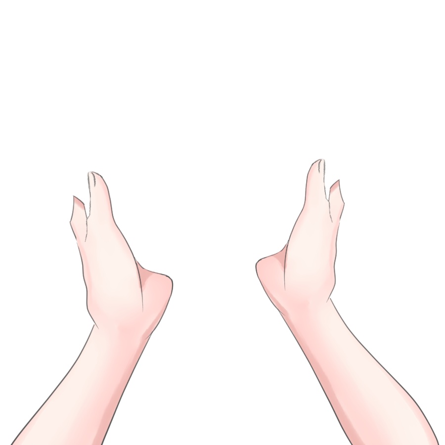 ほっぺたをむにっとする手素材