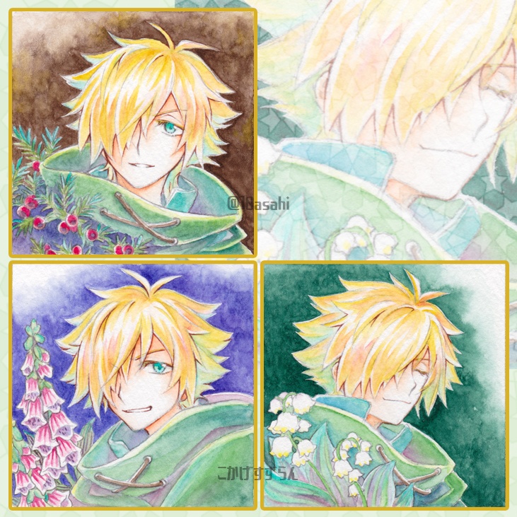 オーダー 水彩ミニ色紙