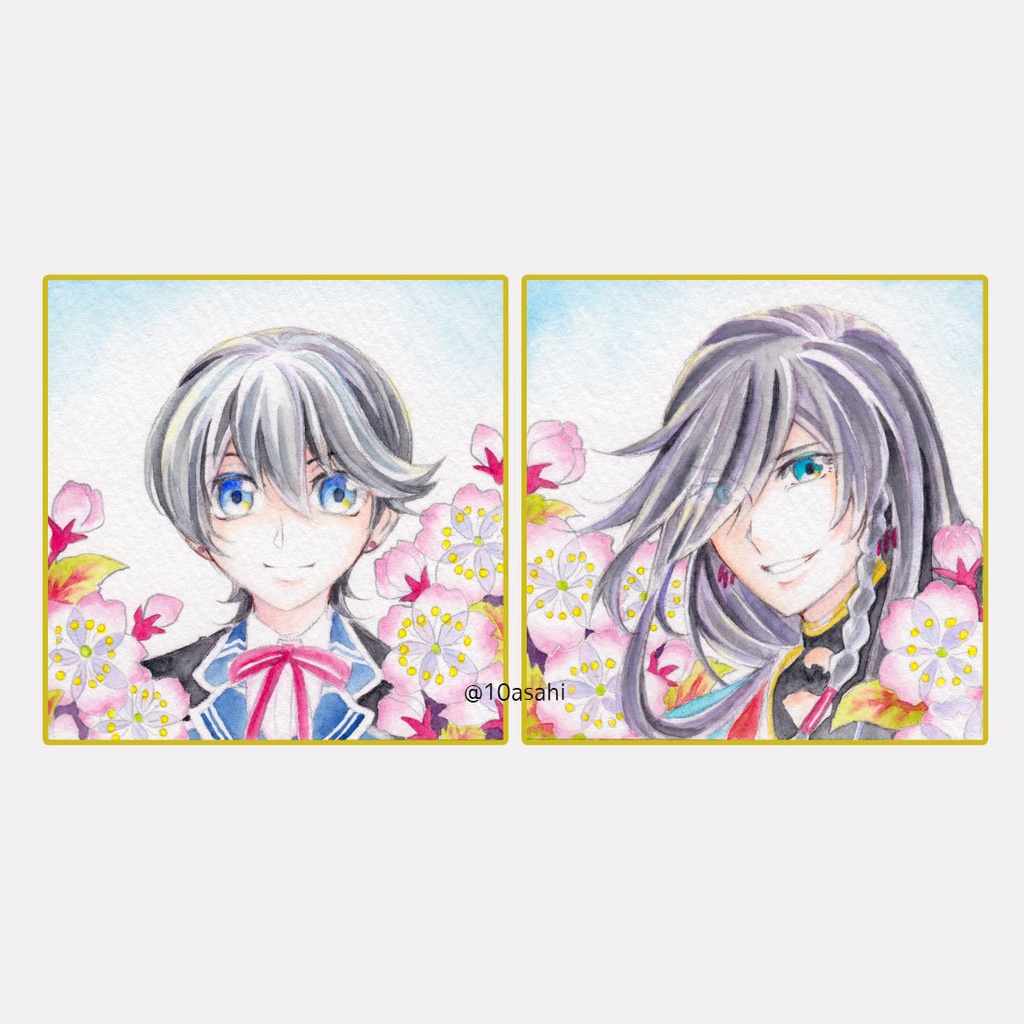 兼さん・堀川くん　水彩ミニ色紙