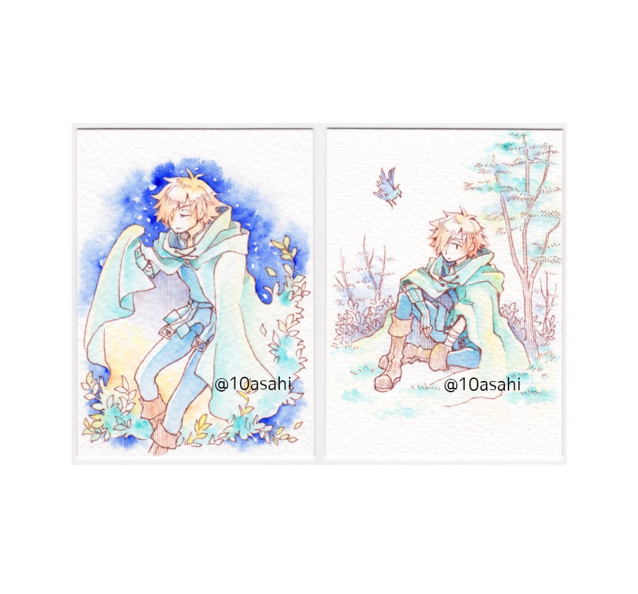 FGO 水彩原画 イラスト&ミニ色紙