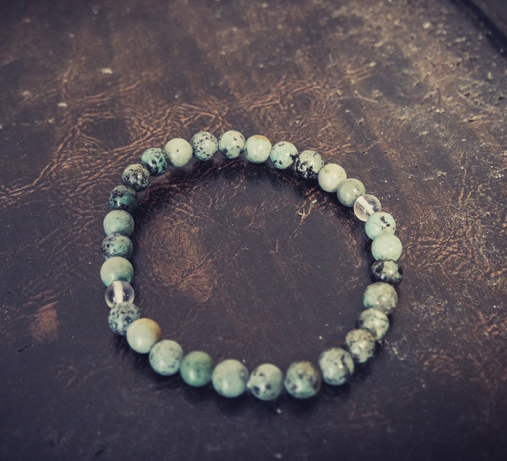 YAMOTOデザインモデル 「アフリカンターコイズ×水晶」6mm