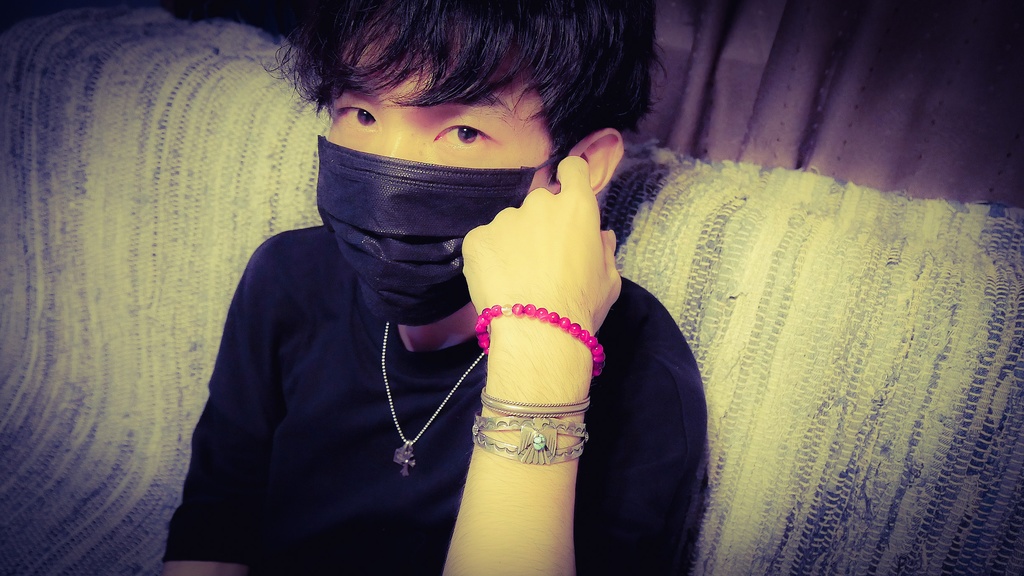 やもちゃんモデル 「ピンクタイガーアイ×水晶」6mm