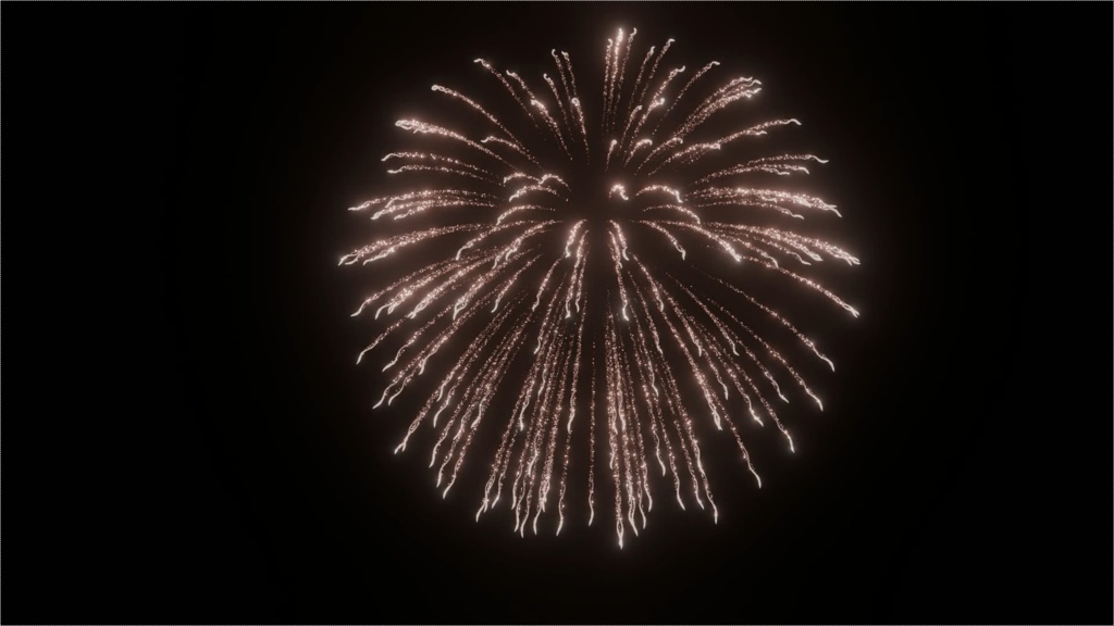 Blender Fireworks: 回転するらせん状の花火1