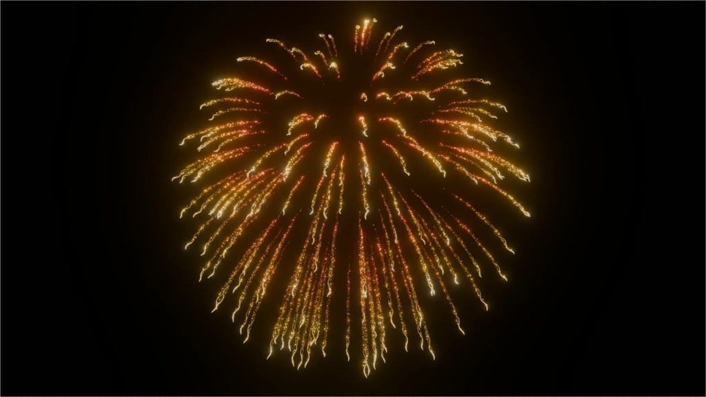 Blender Fireworks: 回転するらせん状の花火2