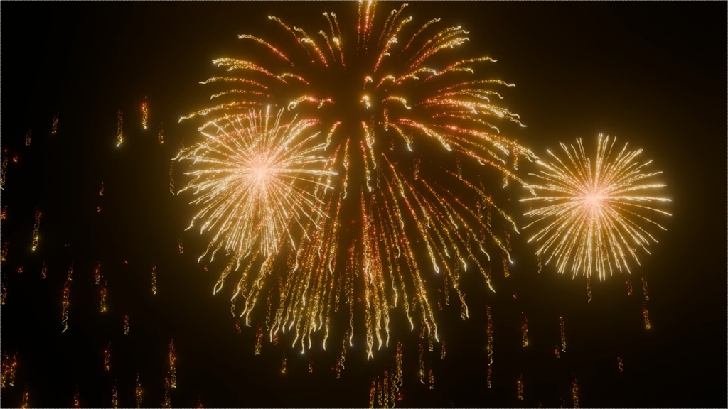 Blender Fireworks: 回転するらせん状の花火2