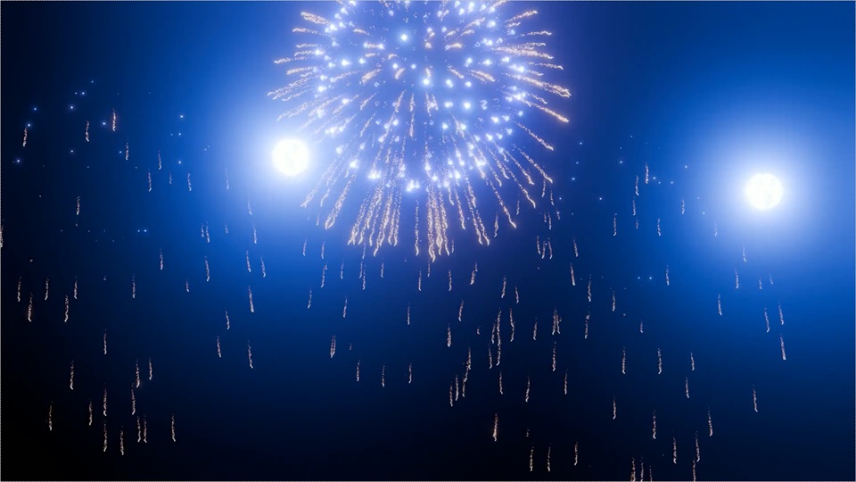 Blender Fireworks: らせん多重爆発1