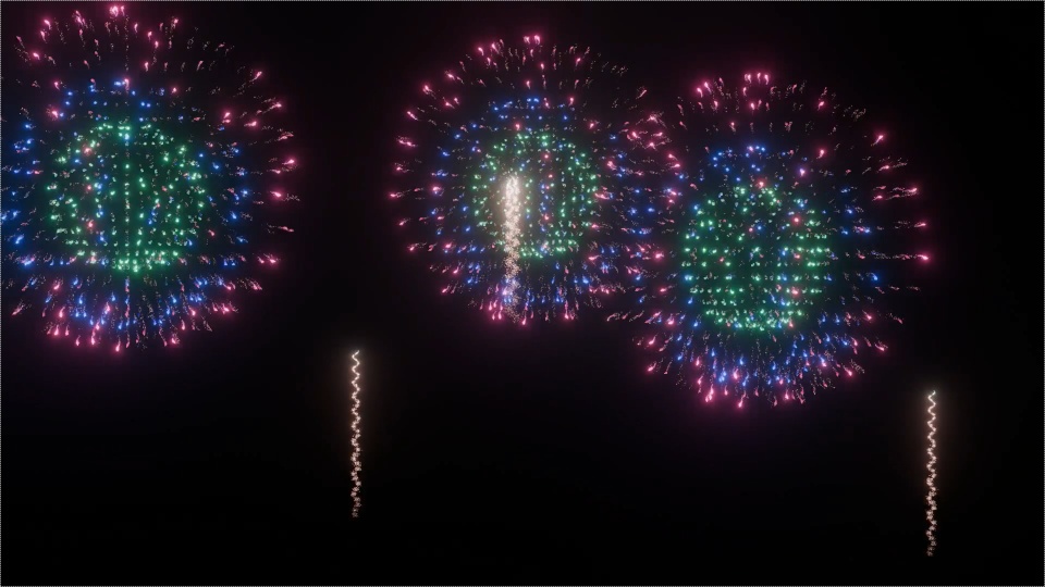 Blender Fireworks: らせん多重爆発3