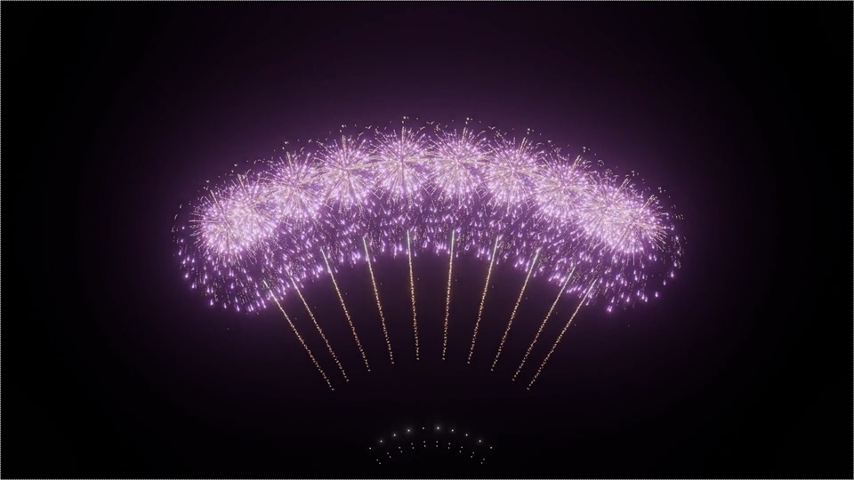 Blender Fireworks: 扇子状爆発花火
