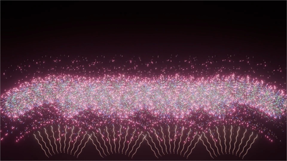 Blender Fireworks: らせんの扇子状花火