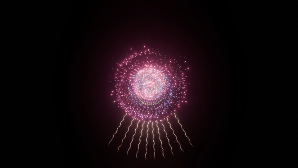 Blender Fireworks: らせんの山形状爆発