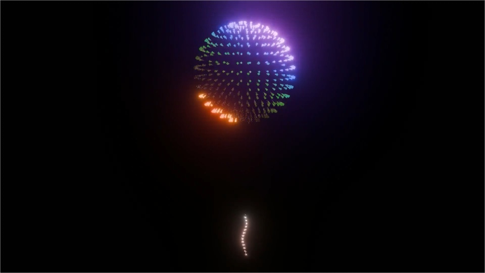 Blender Fireworks: 虹色花火1