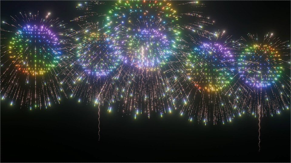 Blender Fireworks: 虹色花火3
