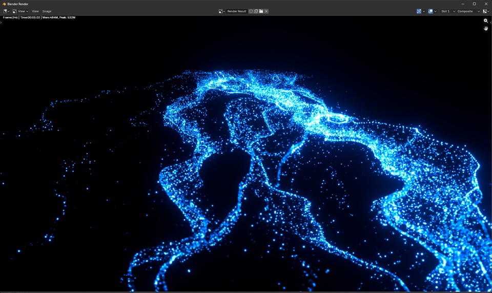 Blender Particle: 流れエフェクト1