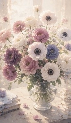 花と幻想の風景イラスト集|10枚セット|淡色・透明感