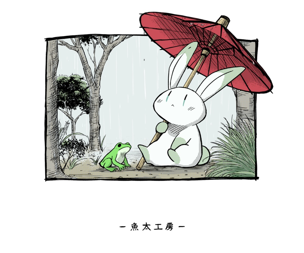 うさぎトートバッグ［雨］